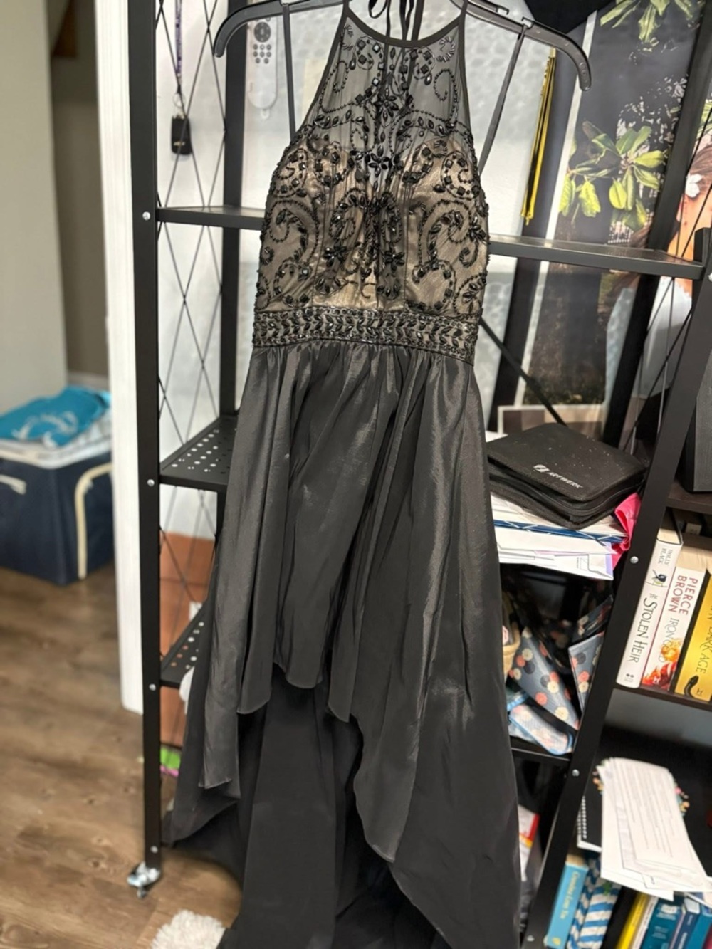Black Beaded High-Low Formal Dress